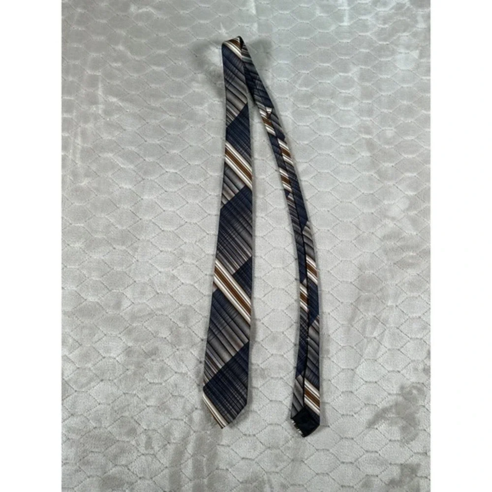Vintage 70's Wemlon By Wembley Blue &‎ Brown Striped Tie Polyester